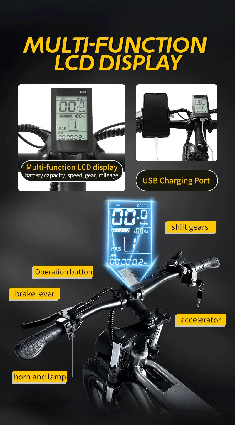 IDOTATA Moped Fat Tire Electric Bike