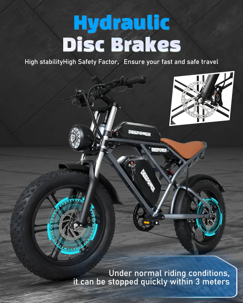 DEEPOWER S7 2000W Fat Tire Electric Bike – 48V 55Ah