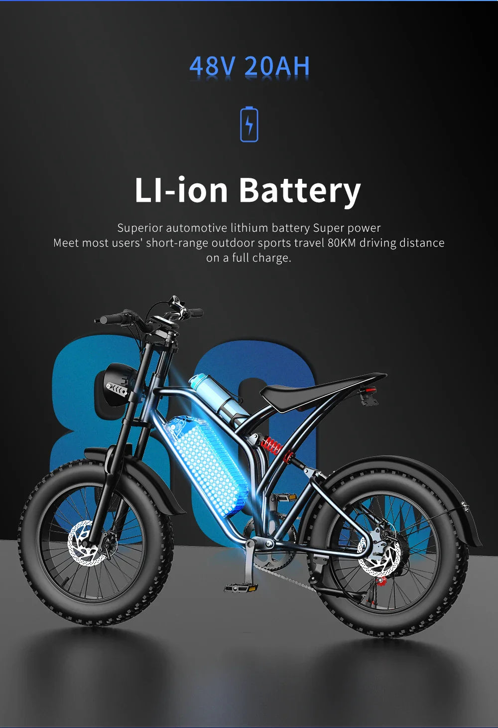 EKX T1 1000W Fat Tire Electric Bike – 48V 20Ah