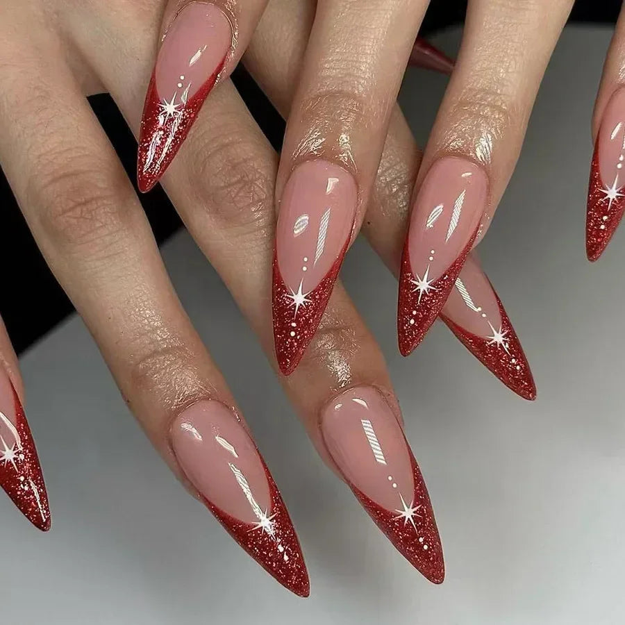 24pcs Short Almond Fake Nails