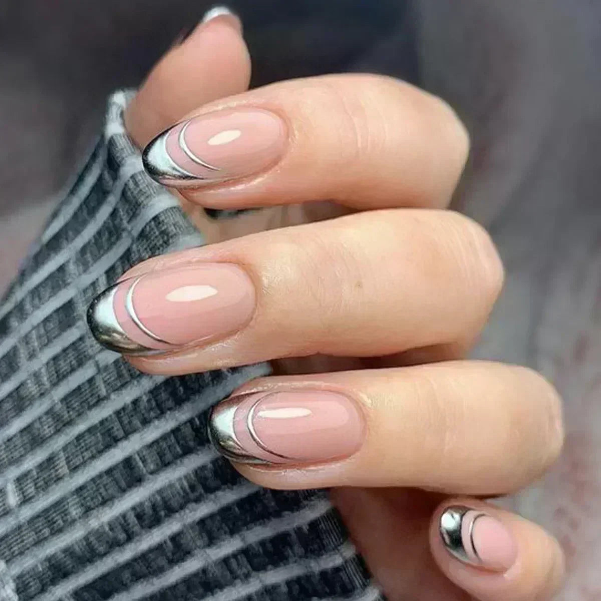24pcs Short Almond Fake Nails