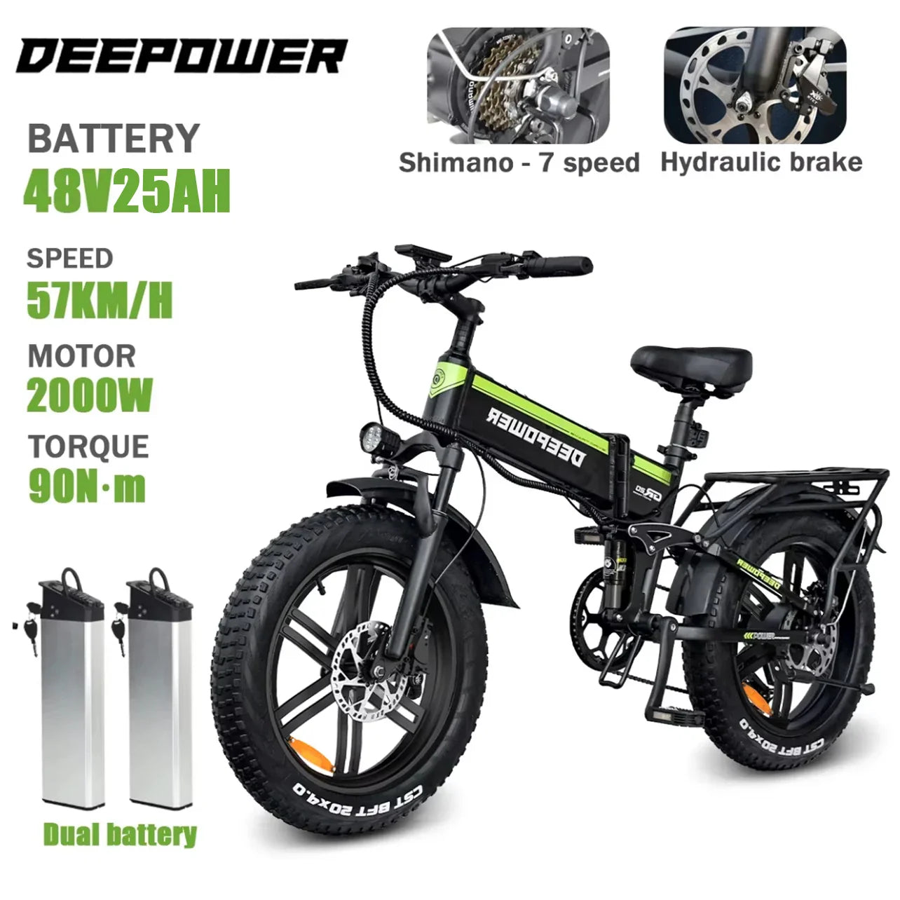 DEEPOWER 2000W Fat Tire Electric Bike