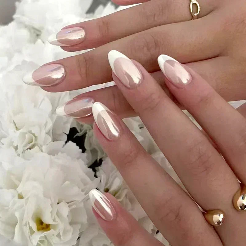 24pcs Short Almond Fake Nails