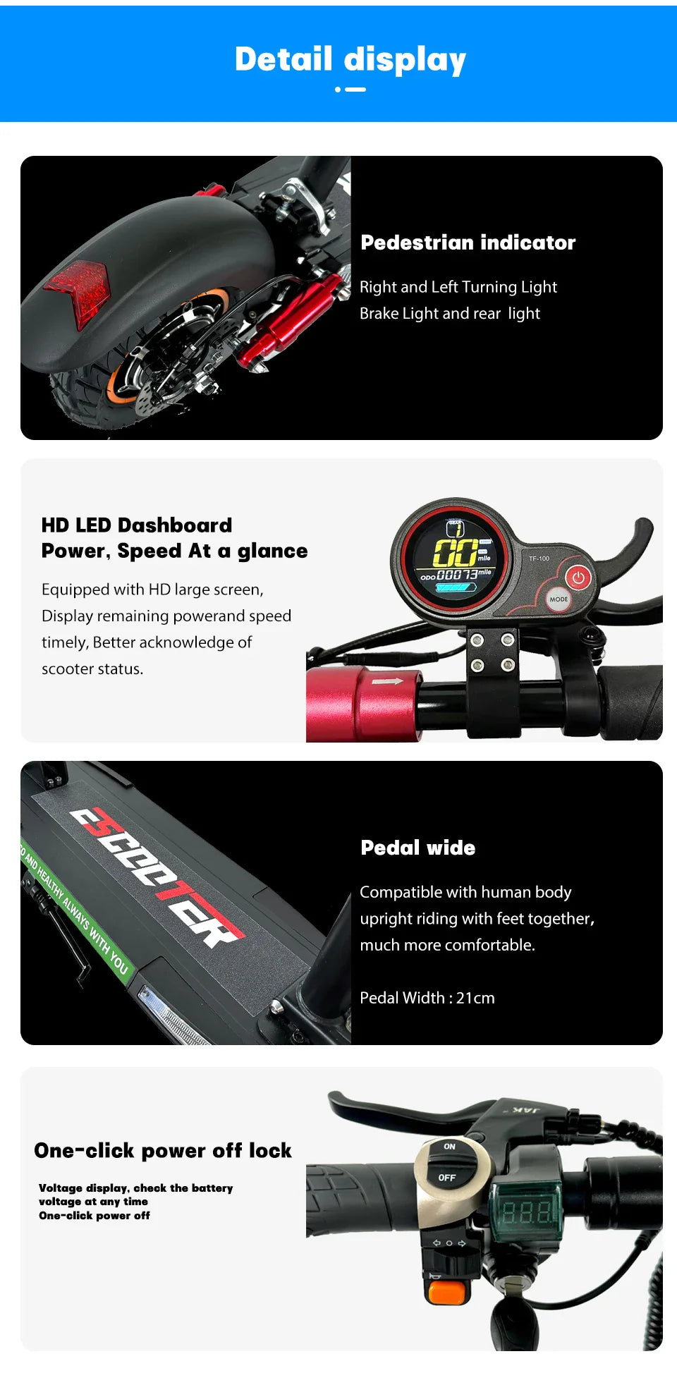 800W Adult Electric Scooter Long Range