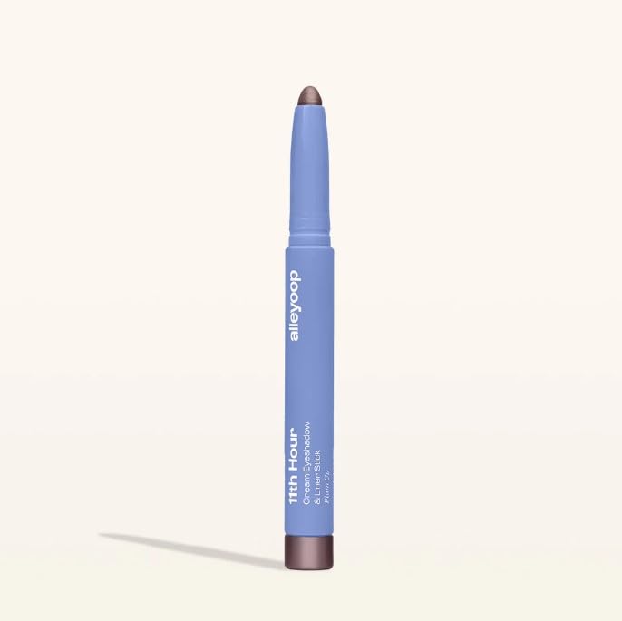 ALLEYOOP 11th Hour Waterproof Cream Eyeshadow Stick – Long-Lasting Eye Shadow Pencil & Eyeliner, Cream to Powder Stick & Highlighter – Smudge-Proof Eyeshadow Shimmer, Plum Up Shimmer