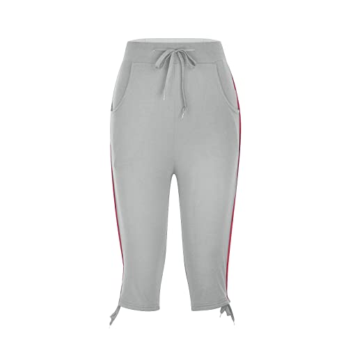 APIVOE Capri Sweatpants for Women Casual Lightweight Capri Joggers Plus Size Drawstring Capri Pants Summer Workout Capris