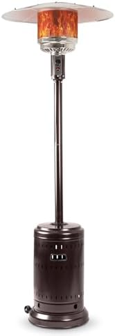 Amazon Basics 46,000 BTU Outdoor Propane Patio Heater with Wheels, Commercial & Residential, Havana Bronze, with Water Tank, 32.1 x 32.1 x 91.3 inches (LxWxH)