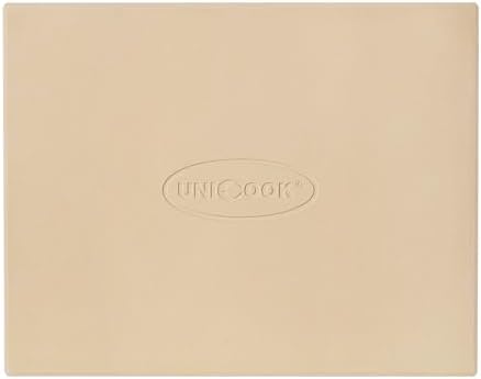 Unicook Pizza Stone for Oven and Grill, Rectangular Baking Pan 15 Inch x 12 Inch, Cordierite Large Cooking Oven Stone with Plastic Dough Scraper, Thermal Shock Resistant Pizza Pan