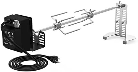 onlyfire Universal BBQ Grill Rotisserie Kit for Most Gas Grills, Include 110V 4W Electric Motor, 4-Prong Meat Forks and 28" Square Spit Rod