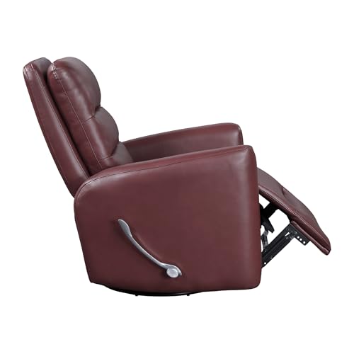 Lexicon Swivel Glider Recliner Chair, Comfy Nursery Glider, Faux Leather Recliner, Manual Reclining Chair for Living Room/Office/Apartment, Red