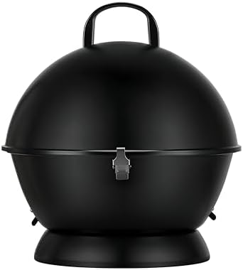 MBY 14 inch Portable Barbecue Grill with Dual Venting System, Small Foldable Charcoal Grill with Warming Rack for Picnic, Camping, Backyard-Black