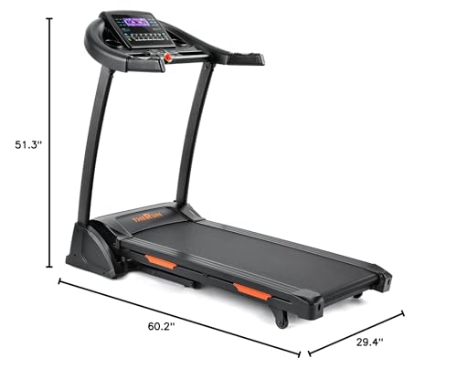 THERUN Incline Treadmill, Treadmills for Running and Walking, 300 lbs Weight Capacity Folding Treadmill with 0-15% Auto Incline, Wide Belt, 3.5 HP, App, Heart Rate, Orange