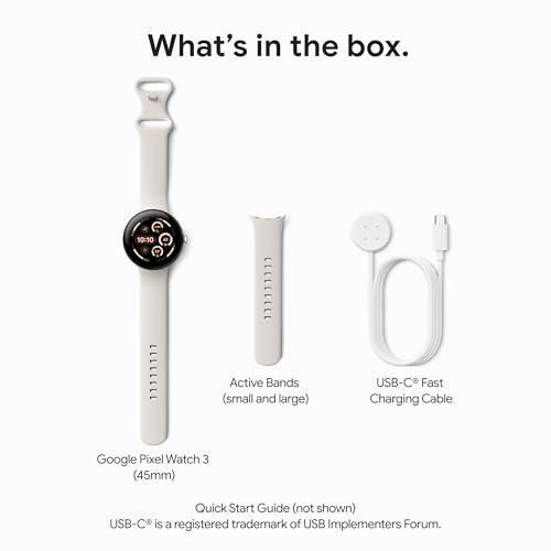 Google Pixel Watch 3 (45mm) Latest Model - Android Smartwatch, Heart Rate Tracking, Fitbit Advanced Running, Fitness Insights, 24-Hour Battery - Matte Hazel Aluminum Case - Hazel Band - Wi-Fi