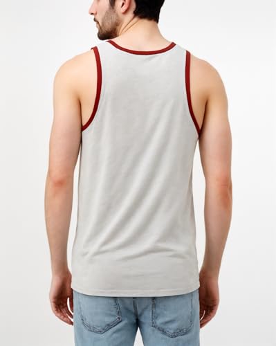 AIRDYNAM Mens Tank Top Soft Lightweight Gym Workout Beach Casual Sleeveless Muscle Shirts OATMEAL/RUST RED M