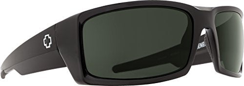 Spy Optic Men's General Rectangular Sunglasses, Black/Happy Gray/Green, 60 mm
