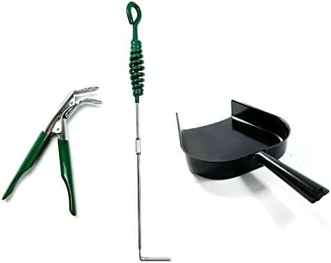 KAMaster Charcoal Grill Ash Tool Set for Big Green Egg Accessories,Ash Pan+Ash Rake+Grill Grate Lifter Kamado Parts,Kamado Grill Cleaning Tools for Kamado Grill Joe,Primo and Other Charcoal Grill