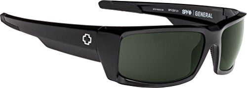 Spy Optic Men's General Rectangular Sunglasses, Black/Happy Gray/Green, 60 mm