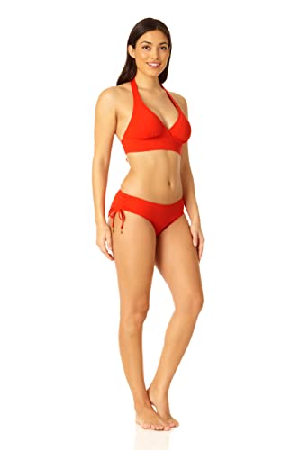 Anne Cole Women's Standard Halter Bikini Swim Top, Spice Red, Small