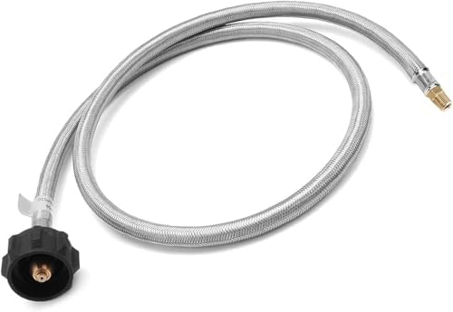 1/4'' Male NPT RV Propane Pigtail Hose for Travel Trailer, 3 FT LP Gas Hose Stainless Steel Braided Tank Pigtail Connector Propane Hoses with QCC1 & Type1 for Outdoor Grills and Camping BBQ ect