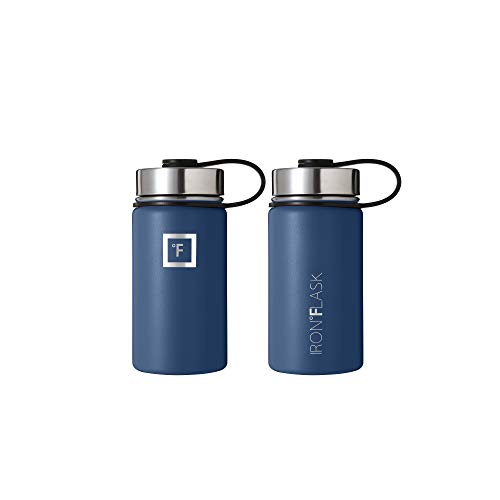 IRON °FLASK Camping & Hiking Hydration Flask, Wide Mouth, 3 Straw Lids, Stainless Steel Outdoor Water Bottle, Double Walled, Insulated Thermos, Metal Canteen - Fire Red, 40 Oz