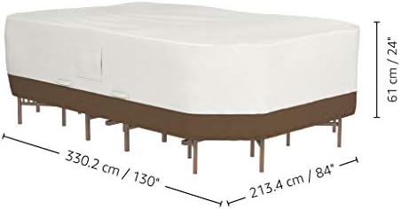Amazon Basics Patio Cover, Outdoor Furniture Cover, Waterproof, Anti-UV, X-Large, Durable, Beige/Tan, 130"x84"