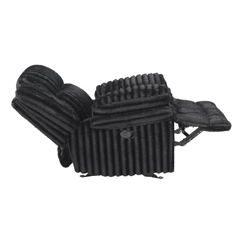 Lexicon Manual Glider Recliner Chair, Corduroy Manual Tab Pull Reclining Chair with Pillow Top Arms, Plush Cushions, Cozy Theater-Style Accent for Living Room/Bedroom, Easy Assembly, Black