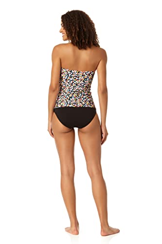 Anne Cole Women's Standard Solid Twist Front Shirred Bandeau Tankini Swim Top, Confetti Me