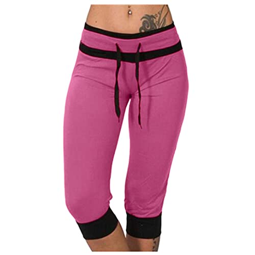 APIVOE Capri Sweatpants for Women Casual Lightweight Capri Joggers Plus Size Drawstring Capri Pants Summer Workout Capris