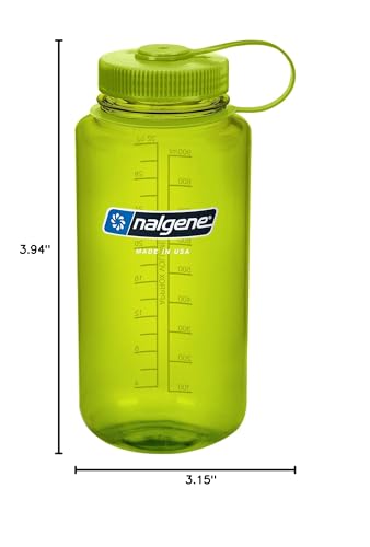 Nalgene Sustain Tritan BPA-Free Water Bottle Made with Material Derived from 50% Plastic Waste, 32 OZ, Wide Mouth, Spring Green