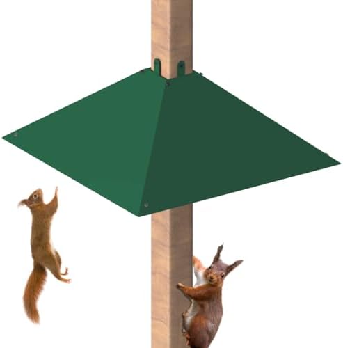 Metal Squirrel Baffle for 4x4 Post, Outside Wooden Pole Mount Squirrel Guards for Bird Feeders, 17 Inch Squirrels Deterrents Stopper to Deter Racoons, Green, 1pcs