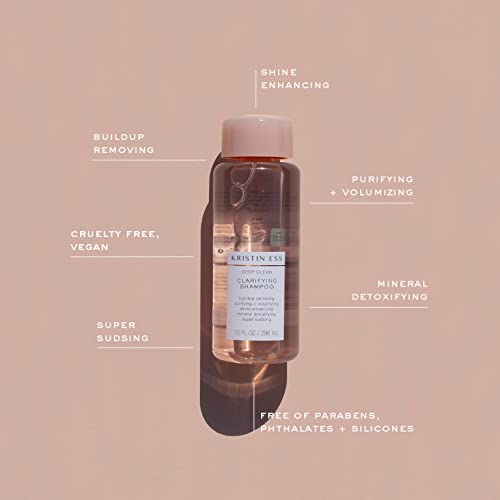 Kristin Ess Deep Clean Clarifying Shampoo for Oily Hair & Build Up | Detox Purifying + Cleansing Oily Hair Treatment - Sulfate Free + Vegan - Product for Thick, Curly + Color Treated Hair