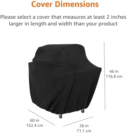 Amazon Basics Gas Grill Barbecue Cover for Outdoor, Waterproof, Anti-UV, Durable Heavy Duty, 60 inch, Medium, Black