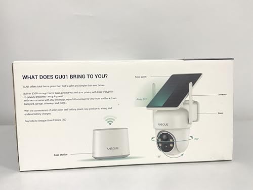 ANSQUE Security Cameras Wireless Outdoor Home System, 2 Camera Kit, No Subscription Fees, Solar Powered, Local Storage, 365-Day Battery Life, 360°PTZ Surveillance, Auto Tracking, 2K Color Night Vision