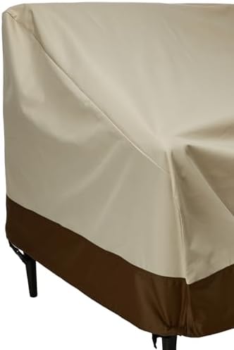 Amazon Basics 2-Seater Deep Lounge Sofa, Outdoor Couch and Patio Furniture Covers, Waterproof, Anti-UV, Durable, Beige/Tan