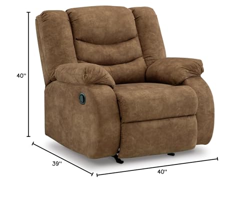 Signature Design by Ashley Partymate Contemporary Faux Leather Manual Rocker Recliner, Dark Brown