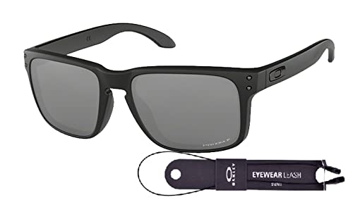 Oakley Holbrook OO9102 9102E2 57M Matte Black/Prizm Ruby Square Sunglasses For Men + BUNDLE Accessory Leash Kit+ BUNDLE with Designer iWear Eyewear Kit