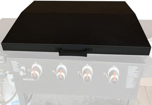 Kojem 36 inch Hinged Lid Cover Compatible with Blackstone Griddle Grill Lid Hard Cover with Rear Grease Collection Powder Coated Black