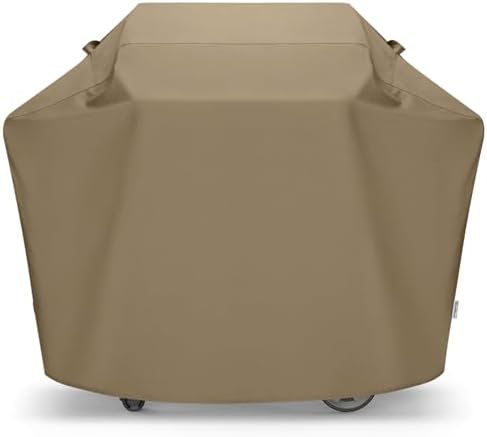 SunPatio BBQ Grill Cover for Outdoor Grill 65 Inch, Heavy Duty Waterproof Barbecue Cover with Sealed Seam, FadeStop All Weather Protection Compatible for Weber CharBroil Nexgrill and More, Taupe