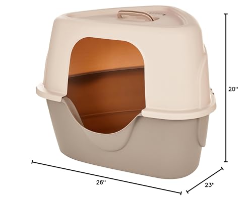 Amazon Basics Cat Litter Box with Lid, No-Mess, Standard, unisex, Charcoal, 26 in x 23 in x 20 in