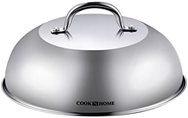 Cook N Home Stainless Steel Lid Griddle Accessories - 12 Inch Round Basting Cover Cheese Melting Dome and Steaming Cover - Best for Use in Flat Top Griddle Grill Cooking Indoor or Outdoor