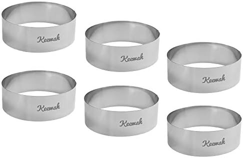 Keewah 4.5 inch Large Burger Ring - 6 Piece - Stainless Steel