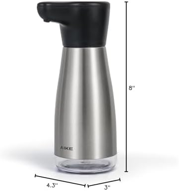 AIKE Magnetic Charging Waterproof Automatic Soap Dispenser for Liquid Soap Spot Resist Stainless Finish 14fl.oz. Model AK1337
