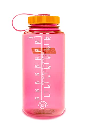 Nalgene Sustain Tritan BPA-Free Water Bottle Made with Material Derived from 50% Plastic Waste, 32 OZ, Wide Mouth, Flamingo Pink