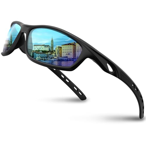 RIVBOS Mens Sunglasses Polarized UV Protection TR90 Unbreakable Frame Sports Driving Fishing Cycling RB833-black Night Version Lens