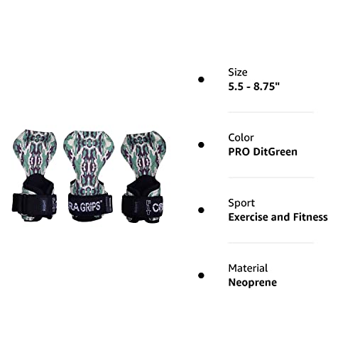 Cobra Grips PRO Weight Lifting Gloves Heavy Duty Straps Alternative Power Lifting Hooks Best for Deadlifts Adjustable Neoprene Padded Wrist Support Bodybuilding (PRO DitGreen)