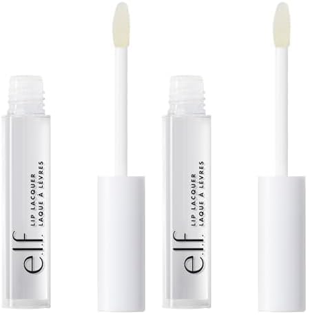 e.l.f. Lip Lacquer, Moisturizing, Shiny, Non-Sticky, Long Lasting, Provides Maximum Color, Fl Oz, Clear, 0.08 oz (Pack of 2)