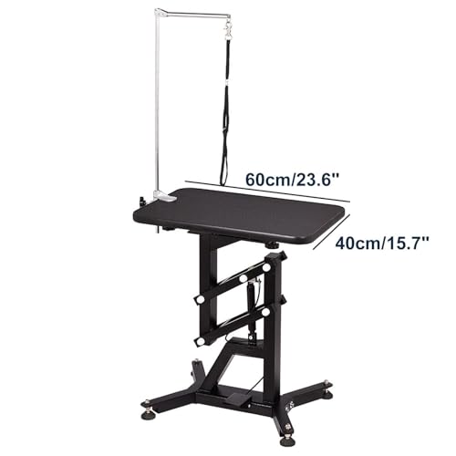 HCZKIUJ Lift Cat Pet Grooming Table for Cat and Small Dogs, Adjustable Height Heavy Duty Portable Trimming Drying Table with Arms/Noose (Round Table Black)
