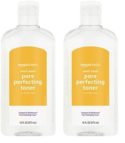 Amazon Basics Witch Hazel Pore Perfecting Toner, Unscented, 16 Fluid Ounces, 2-Pack