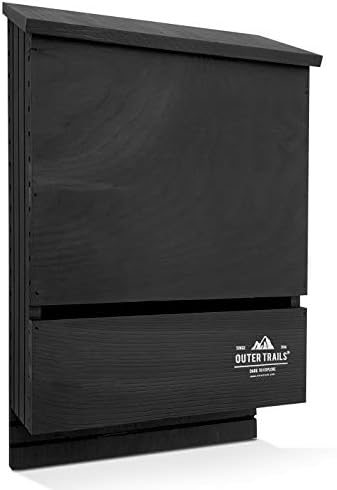 Bat House Outdoor Bat Habitat, Black All Natural Cedar Wood, 2 Chamber