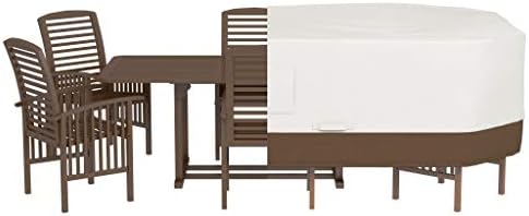 Amazon Basics Patio Cover, Outdoor Furniture Cover, Waterproof, Anti-UV, X-Large, Durable, Beige/Tan, 130"x84"